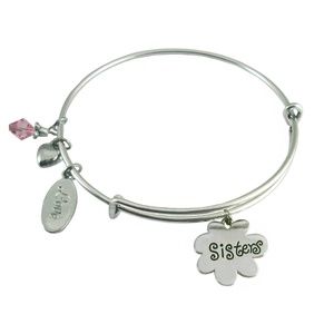 Expandable Silver Sister Wire Bangle Bracelet